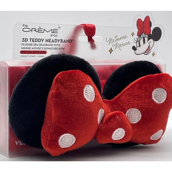THE CREME SHOP - SPECIAL ED. MINNIE MOUSE 3D TEDDY PLUSH HEADBAND VELVET RED BOW - Picture 2 of 7